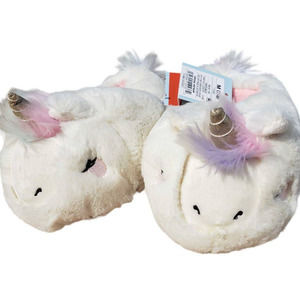 Girls Medium (7/8) Unicorn Slippers - Cat & Jack, White + Free Shipping